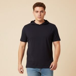 Vintage Bearded Goat Navy Hoodie Heavy Cotton Shortsleeve Small Pre-owned